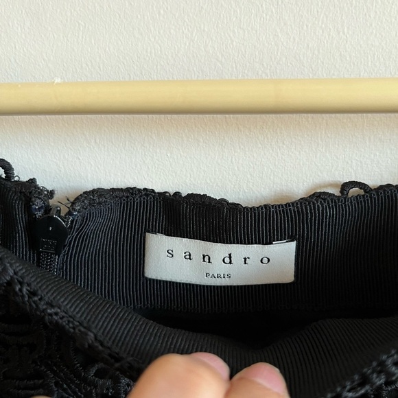 SANDRO Richard Chain-link Lace Skirt In Black - Picture 7 of 11